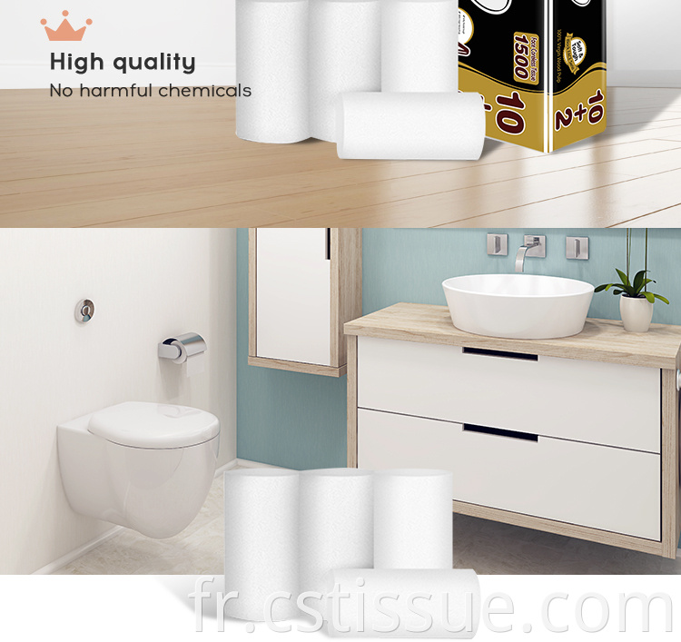 Plus épais 4 pli tactile tactile de papier toilette doux parfum de papier toilettes en rouleau gratuit tissu en papier de toilette